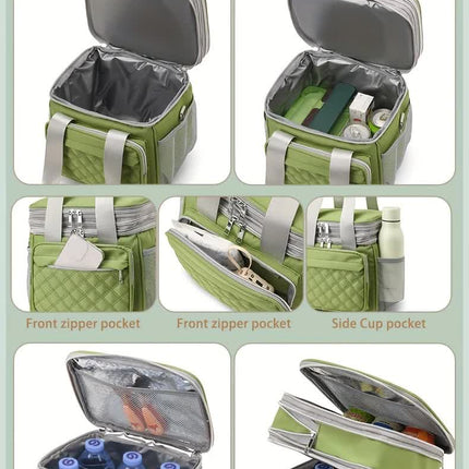 purple Large Capacity Travel Bag / Lunch Bag. Expandable 5cm, Multi-Compartment Storage, Hand/Shoulder Carry, Multi-Color Portable for Trips