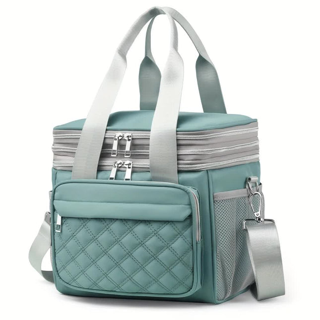 BLUE Large Capacity Travel Bag/Lunch Bag.Expandable 5cm Multi-Compartment Storage Hand/Shoulder Carry