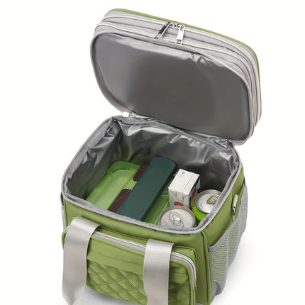 BLUE Large Capacity Travel Bag / Lunch Bag. Expandable 5cm, Multi-Compartment Storage, Hand/Shoulder Carry, Multi-Color Portable for Trips