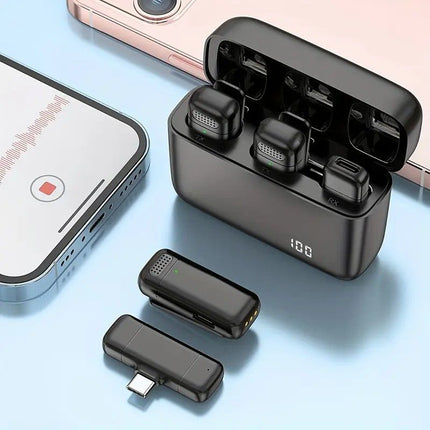 Wireless Lavalier Microphone Set: 2.4G Wireless Instant Connection, DSP Smart Noise Reduction, 84-Hour Long Battery Life, One-to-Many Full-Scenario Compatibility, Type-C Interface(BLACK)