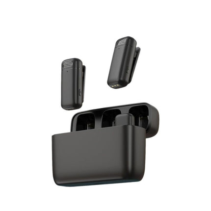 Wireless Lavalier Microphone Set: 2.4G wireless instant connection, DSP smart noise cancellation, 84-hour ultra-long battery life, one-drag-many full-scenario compatibility, Apple interface. (Black outer case with yellow inner compartment)