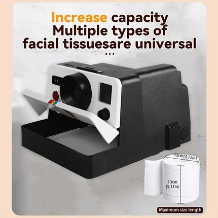 Retro Camera Toilet Paper Holder, Drill-Free Waterproof & Dustproof, Large Capacity Smooth Dispensing, New Bathroom Storage Aesthetic