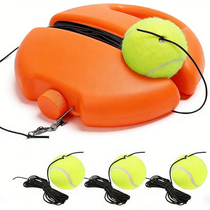 Portable Tennis Trainer: Features a water-fillable weighted base with anti-tangle design. Includes 3 tennis balls and an elastic cord. Suitable for solo indoor/outdoor use, ideal for all ages.blue
