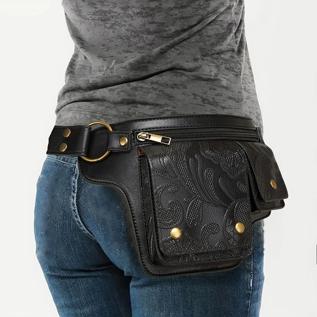 Printed Handmade Multi-functional Waist Bag Adjustable for Chest Bag Use Retro Print Multi-buckle Design – product detail