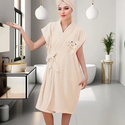 Women's Coral Fleece Pineapple Grid Two-Piece Set | Cloud-Like Touch Adjustable Bath Robe + Hair Towel, Adjustable Tie Belt, Suitable for Daily Home Use(Red bean paste purple)