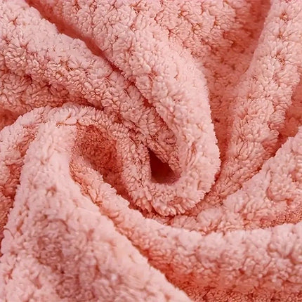 Women's Coral Fleece Pineapple Grid Two-Piece Set | Cloud-Like Touch Adjustable Bath Robe + Hair Towel, Adjustable Tie Belt, Suitable for Daily Home Use(Red bean paste purple)