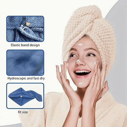 Women's Coral Fleece Pineapple Grid Two-Piece Set | Cloud-Like Touch Adjustable Bath Robe + Hair Towel, Adjustable Tie Belt, Suitable for Daily Home Use(Red bean paste purple)