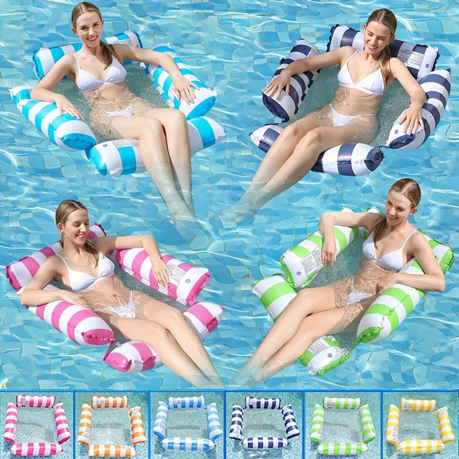 Pool Inflatable Float Foldable Striped Floating Bed Stable Single-Person Lounge Chair Portable Water – product detail