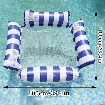 Pool Inflatable Float: Foldable Striped Floating Bed, Stable Single-Person Lounge Chair, Portable Water Recreation Companion。GREEN