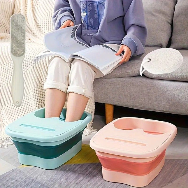 Foldable Foot Soak Tub TPE Collapsible Deep Tub with Lid for Heat Retention Foot Massage Essential for – product detail