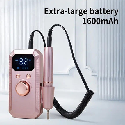 Professional Nail Drill: Quiet and Efficient, LED Digital Display, 31 Accessories for All-in-One Use, Easy for Beginners to Master。white