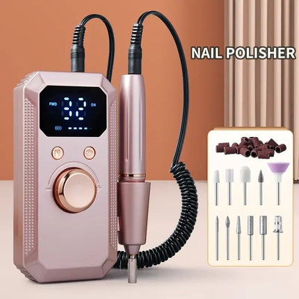 Professional Nail Drill: Quiet and Efficient, LED Digital Display, 31 Accessories for All-in-One Use, Easy for Beginners to Master。white