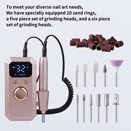 Professional Nail Drill: Quiet and Efficient, LED Digital Display, 31 Accessories for All-in-One Use, Easy for Beginners to Master.rose gold