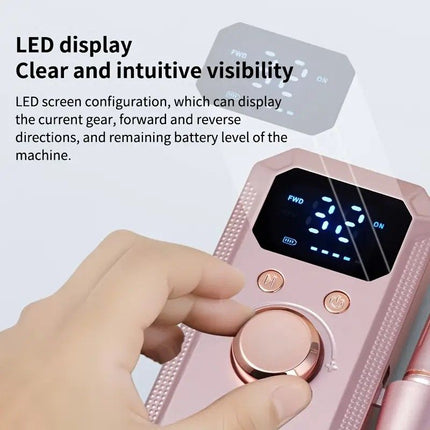 Professional Nail Drill: Quiet and Efficient, LED Digital Display, 31 Accessories for All-in-One Use, Easy for Beginners to Master.rose gold