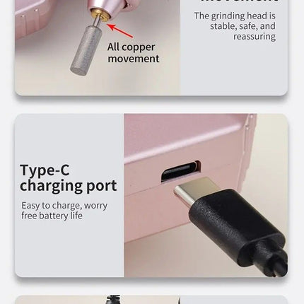 Professional Nail Drill: Quiet and Efficient, LED Digital Display, 31 Accessories for All-in-One Use, Easy for Beginners to Master.Dark grey