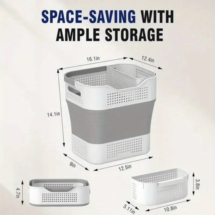 Multi-functional Folding Laundry Basket: Hassle-free Storage, One Basket for All Your Clothes Sorting.Light grey