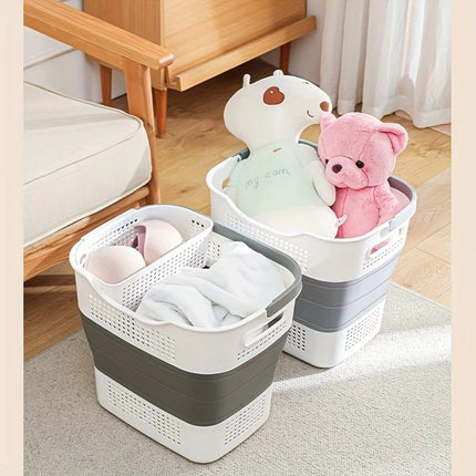 Multi-functional Folding Laundry Basket: Hassle-free Storage, One Basket for All Your Clothes Sorting.Light grey