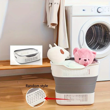 Multi-functional Folding Laundry Basket: Hassle-free Storage, One Basket for All Your Clothes Sorting.Light grey
