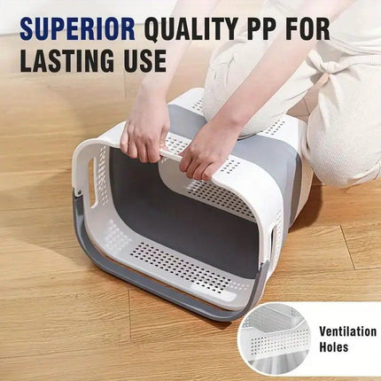 Multi-functional Folding Laundry Basket: Hassle-free Storage, One Basket for All Your Clothes Sorting.dull grey