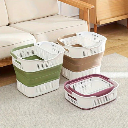 Multi-functional Folding Laundry Basket: Hassle-free Storage, One Basket for All Your Clothes Sorting.light brown