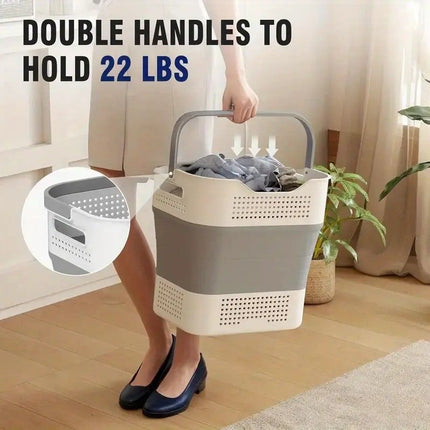 Multi-functional Folding Laundry Basket: Hassle-free Storage, One Basket for All Your Clothes Sorting.purplish red