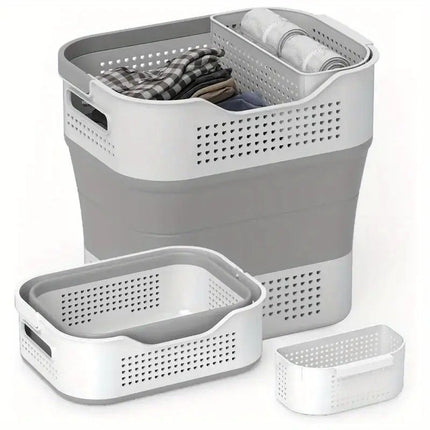 Multi-functional Folding Laundry Basket: Hassle-free Storage, One Basket for All Your Clothes Sorting.purplish red