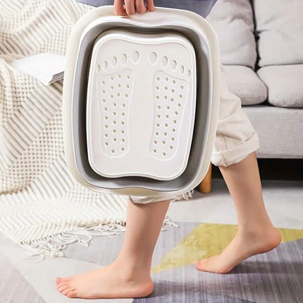 Foldable Foot Soak Tub: TPE Collapsible Deep Tub with Lid for Heat Retention, Foot Massage, Essential for Home Wellness and Relaxation.GREEN