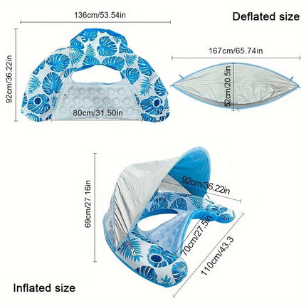 Adult Pool Floating Bed with Canopy: Upgraded Large Space, Adjustable Shade, Ergonomic Headrest, Dual Cup Holders, Portable and Comfortable。PINK