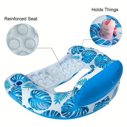 Adult Pool Floating Bed with Canopy: Upgraded Large Space, Adjustable Shade, Ergonomic Headrest, Dual Cup Holders, Portable and Comfortable。PINK