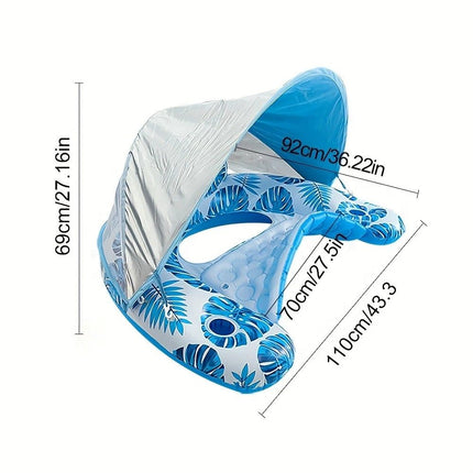 Adult Pool Floating Bed with Canopy: Upgraded Large Space, Adjustable Shade, Ergonomic Headrest, Dual Cup Holders, Portable and Comfortable.BLUE