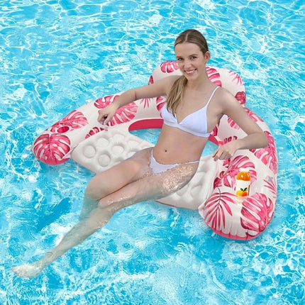 Adult Pool Floating Bed with Canopy: Upgraded Large Space, Adjustable Shade, Ergonomic Headrest, Dual Cup Holders, Portable and Comfortable.BLUE