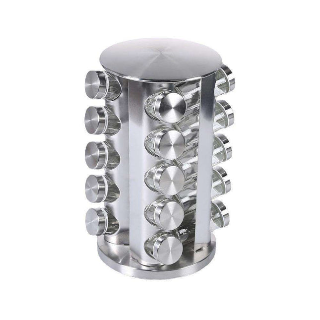 20 Glass Jars with Labels Transparent Rotating Spice Tower – product detail