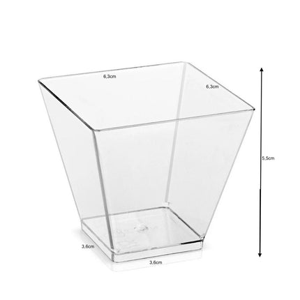 50-pack Black Square Plastic Cups 120 ml, Dessert Serving Cups for Mousse