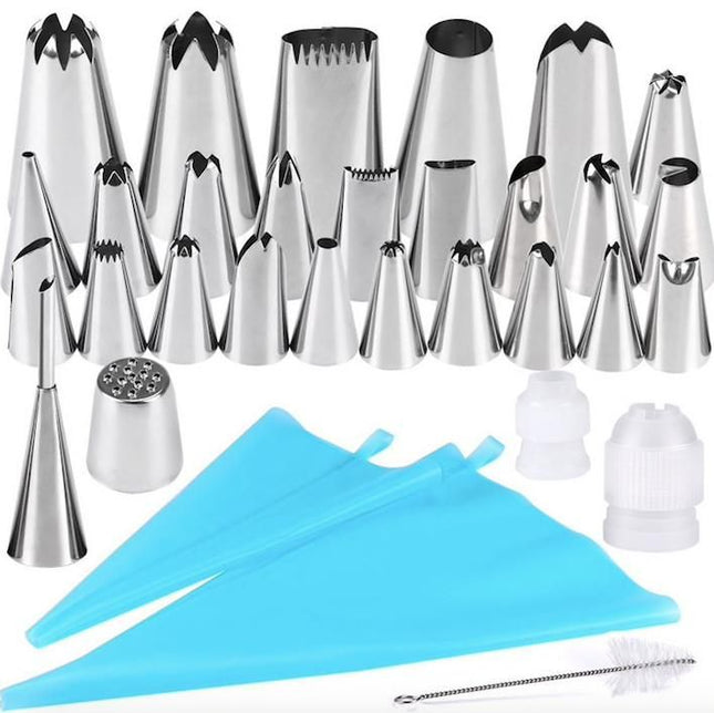 27pcs Liquor Tips Bag & Connector Cake Decorating Tool Set Turquoise V1237-ZY-506-0012