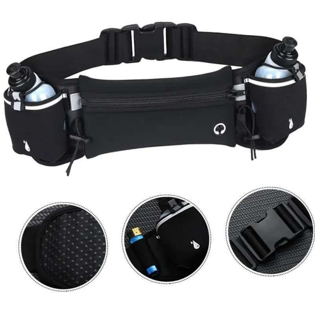 Running Belt with Water Bottles for Active People Black V1237-ZY-506-0022