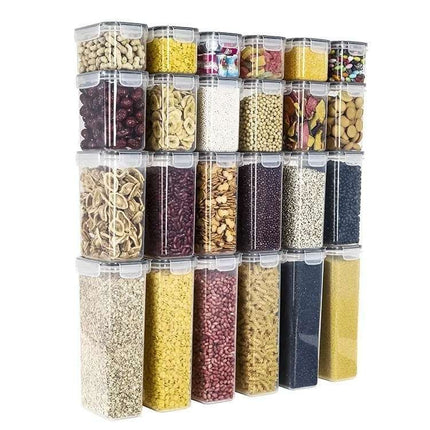 24-Pack Airtight Storage Containers for Organized Pantry, Transparent with Labels