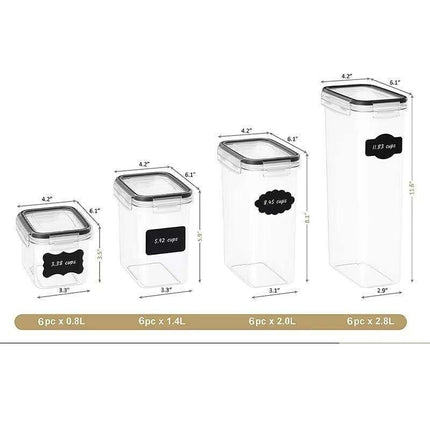 24-Pack Airtight Storage Containers for Organized Pantry, Transparent with Labels