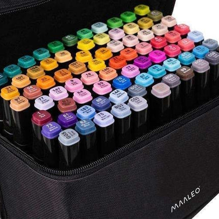 80-Pack Double-Sided MultiColor Marker Pens with Case