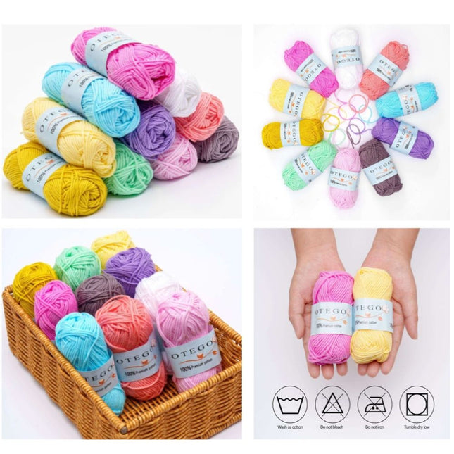 20-pack Cotton Knitting Crochet Yarn 49m/roll MultiColor – product detail