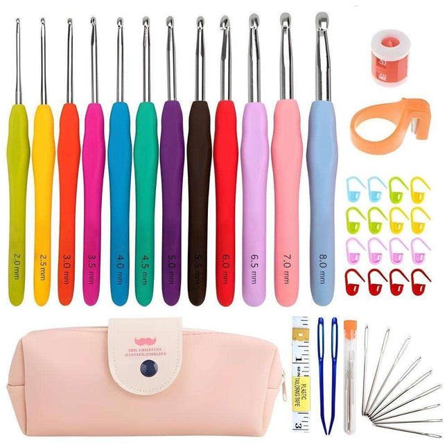 45-Piece Crochet Kit with Hooks Markers Tape Measure MultiColor V1237-ZY-506-0047