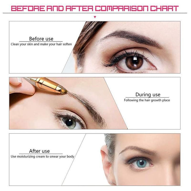 Epilator Trimmer for Eyebrows Facial Hair Nose Hair Bikini Line PinkGold – product detail