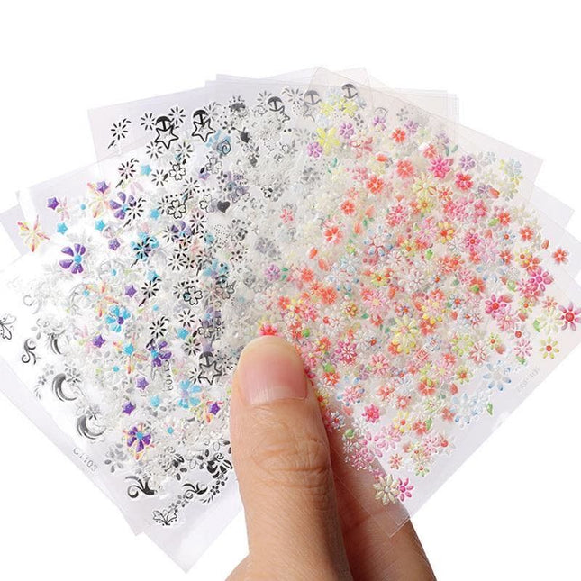 10 Sheets Self-Adhesive Nail Decorations Multi-Color V1237-ZY-506-0052