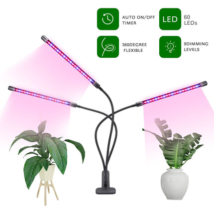 60 LED Full Spectrum Grow Light with 3 Timers, MultiColor