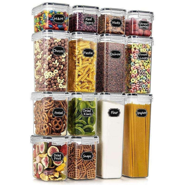 14-pack Transparent Food Storage Jars with Airtight Lids Kit V1237-ZY-506-0068