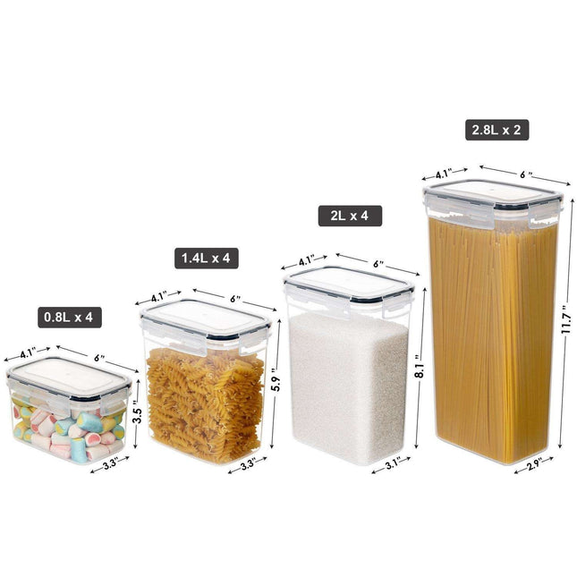14-pack Transparent Food Storage Jars with Airtight Lids Kit – product detail