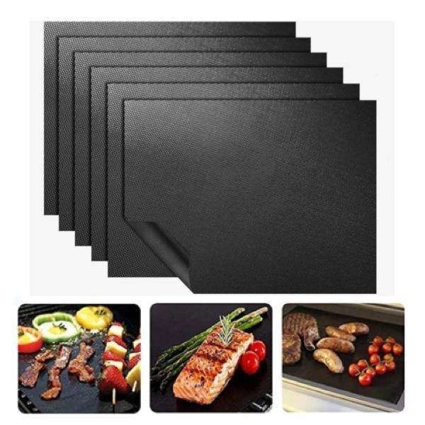 6-Pack Non Stick Grill Mat Oven Mat Baking Mat 40x33cm Black V1237-ZY-506-0072