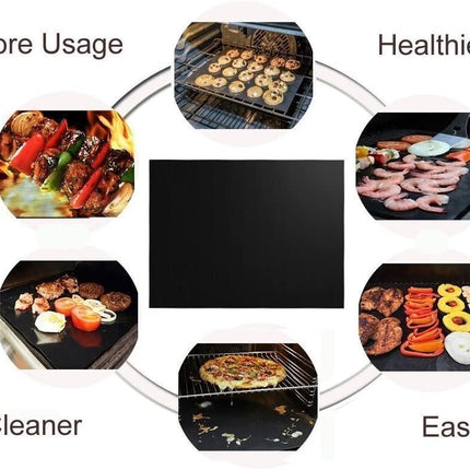6-Pack Non Stick Grill Mat Oven Mat Baking Mat, 40x33cm, Black