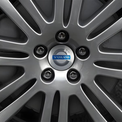 4-Pack Volvo Wheel Hub Emblem Center Caps, 64mm, Silver Blue