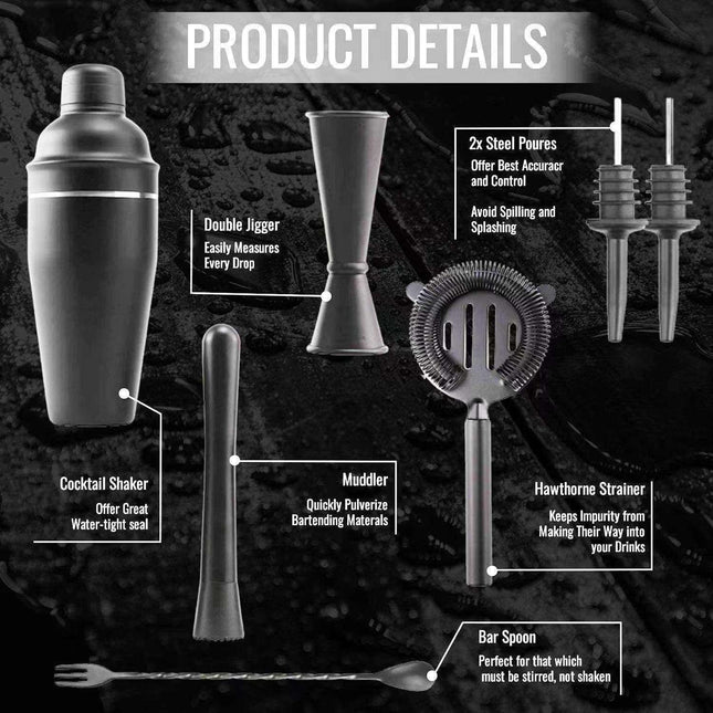 Stainless Steel Cocktail Shaker Set Matte Black – product detail