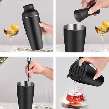 Stainless Steel Cocktail Shaker Set, Matte Black